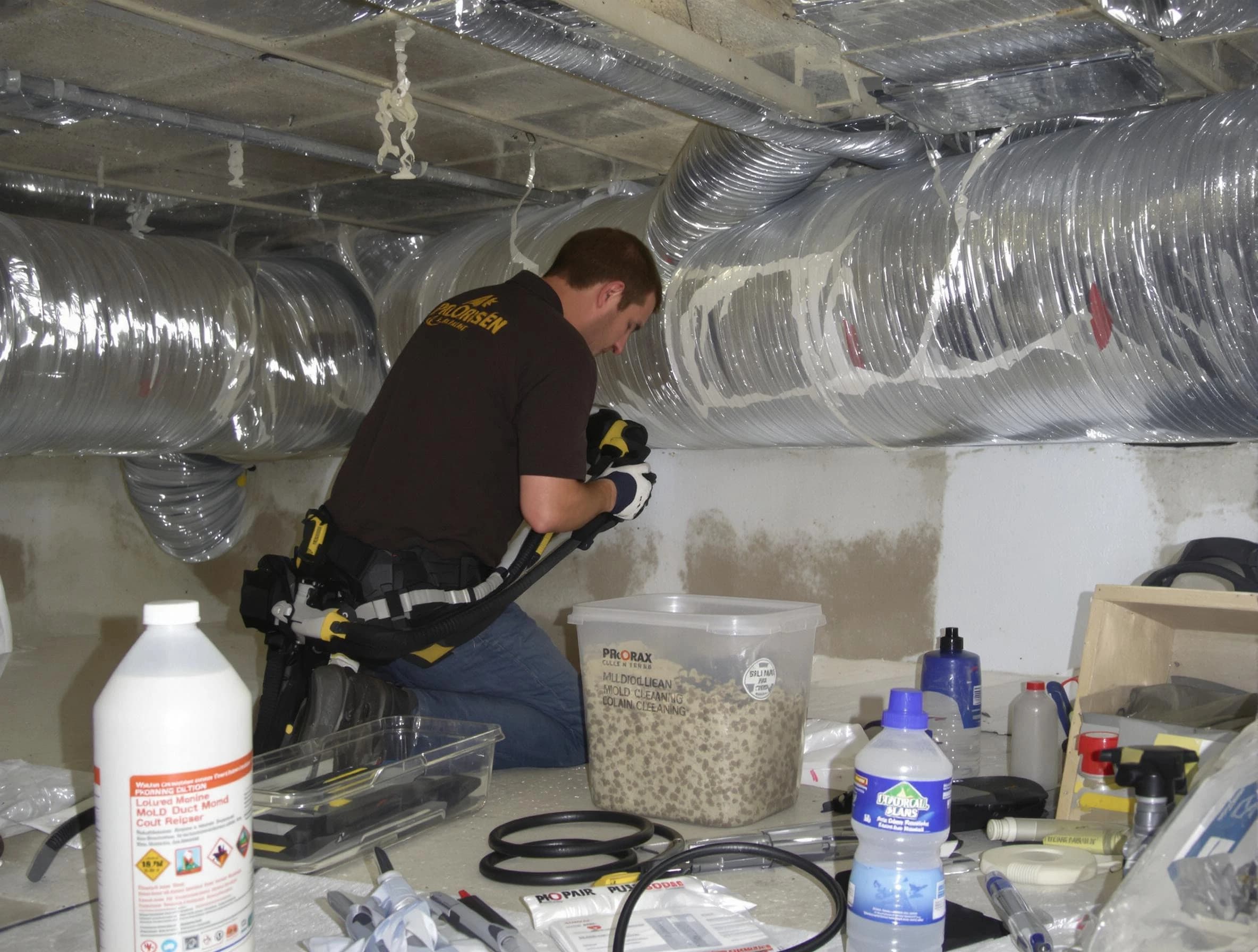 Heron Bay Air Duct Cleaning specialist performing professional mold removal from air ducts in Heron Bay