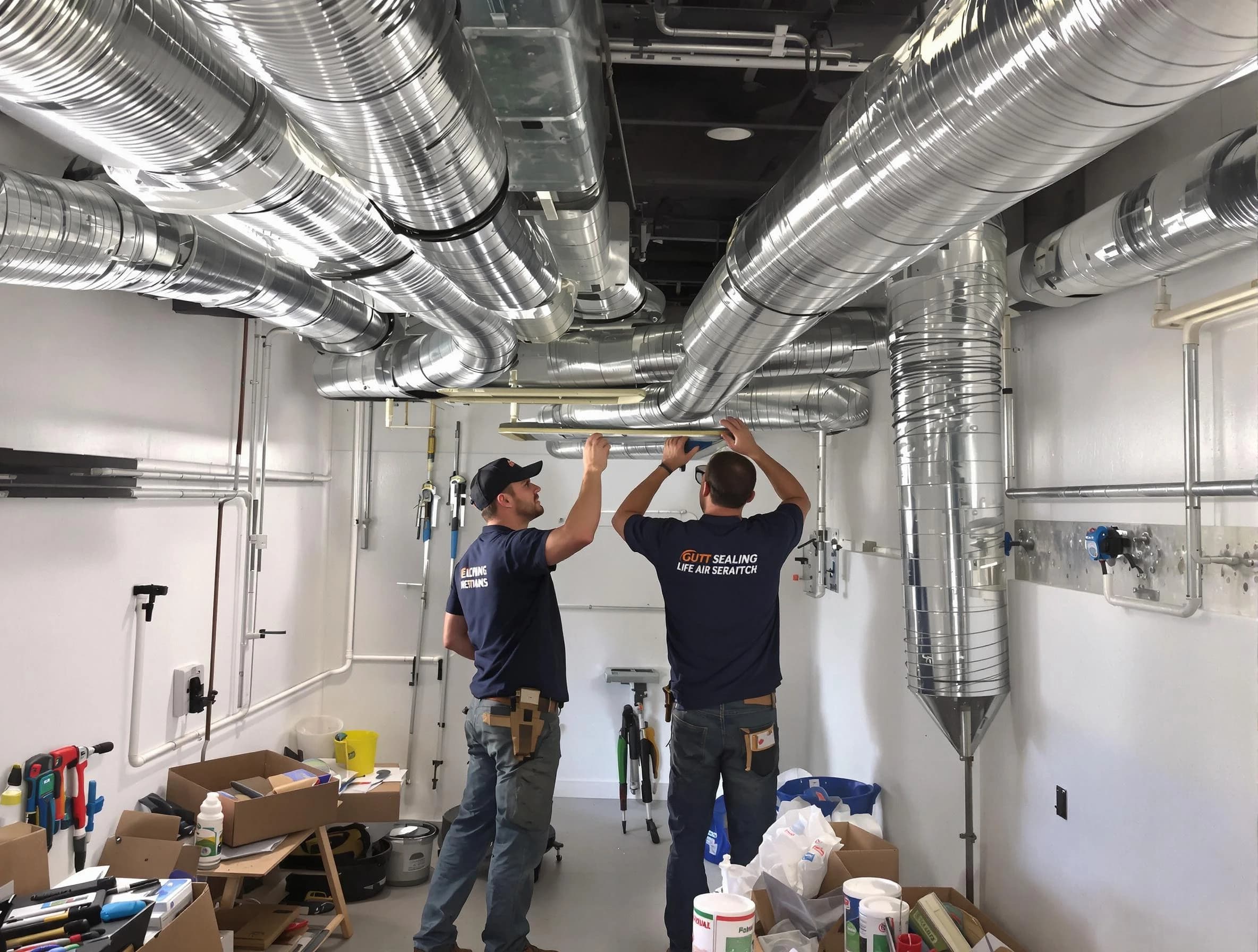 Heron Bay Air Duct Cleaning technician applying professional duct sealing solutions in Heron Bay