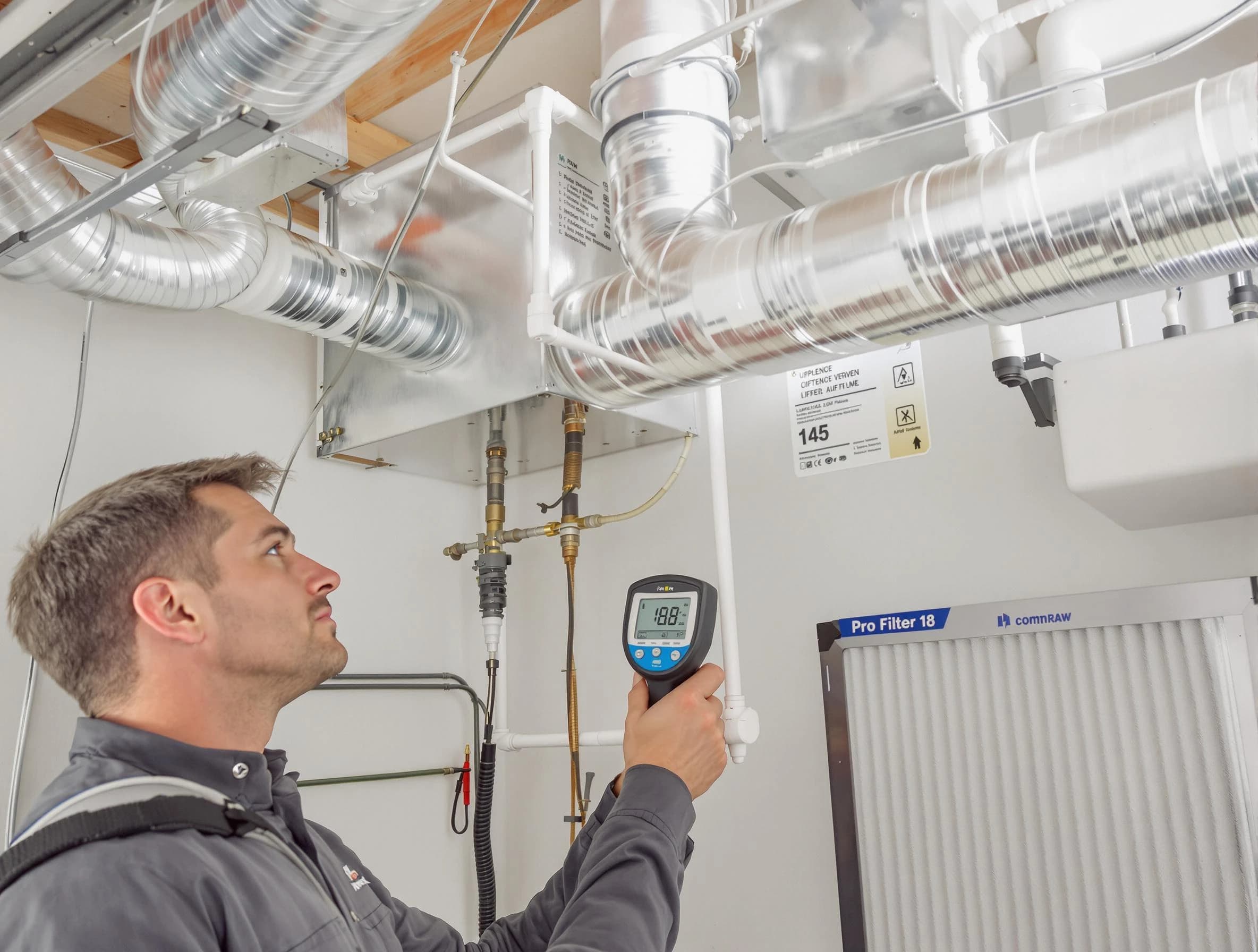Heron Bay Air Duct Cleaning expert conducting detailed filter system inspection using diagnostic tools in Heron Bay