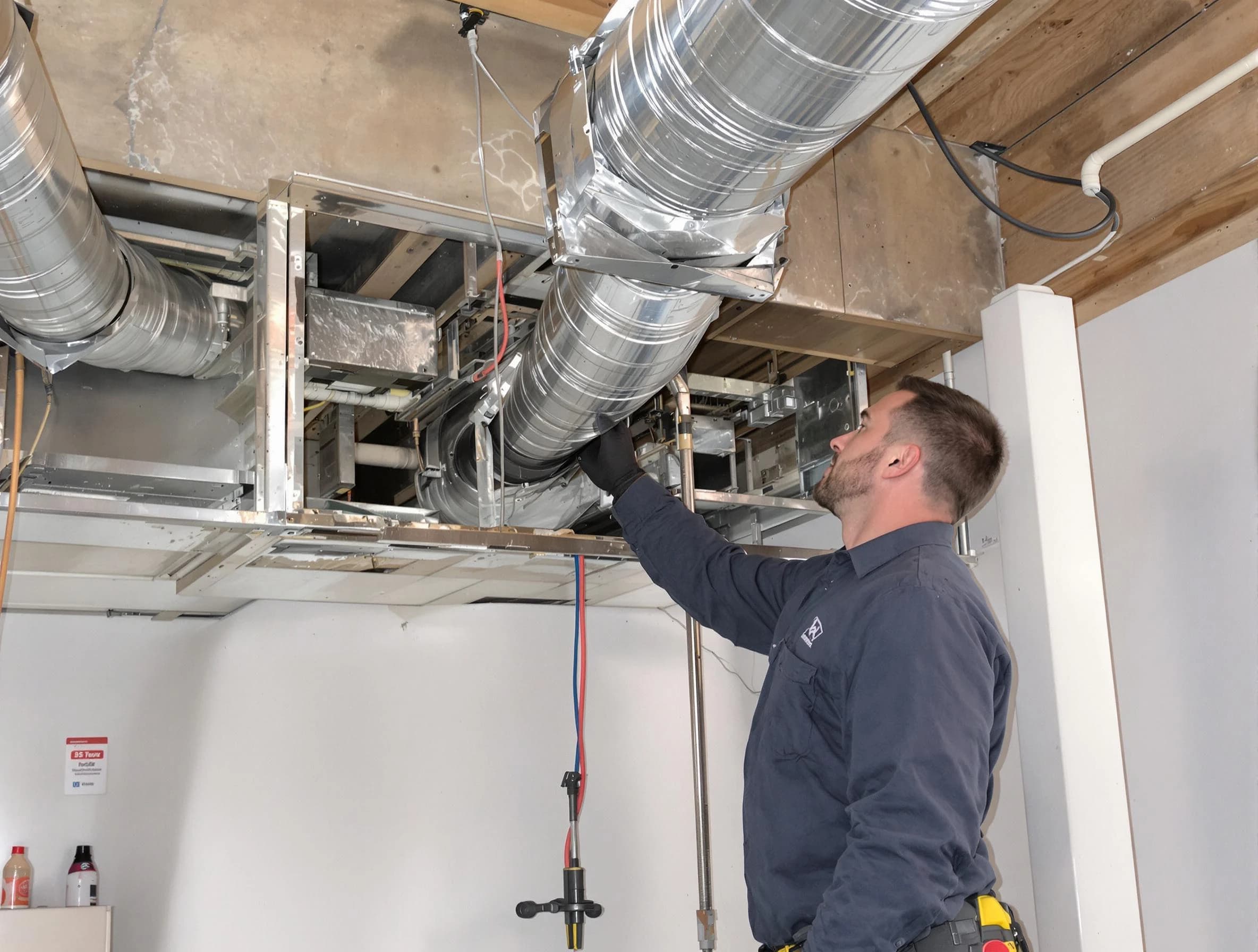 Heron Bay Air Duct Cleaning technician performing professional air duct repair using specialized tools in Heron Bay