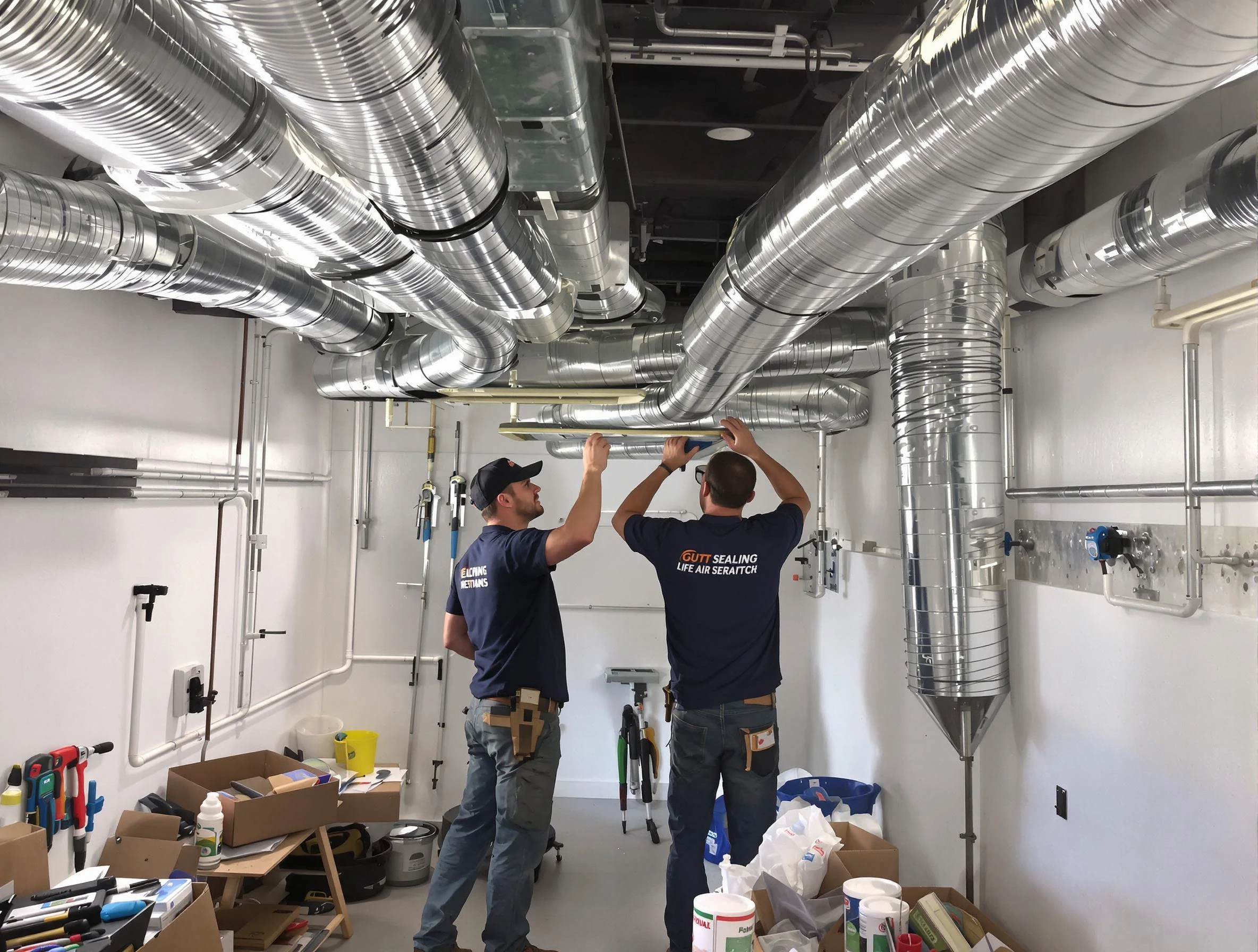Heron Bay Air Duct Cleaning technician applying professional duct sealing solutions in Heron Bay